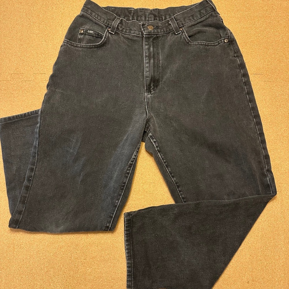 Lee Original Jeans Womens 12 Medium Black High Rise Straight‎ Vintage USA Denim